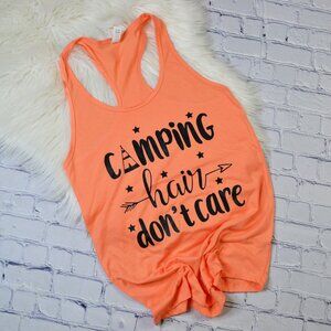 Camping Hair Don't Care Tank, Orange tank, Next Level tank